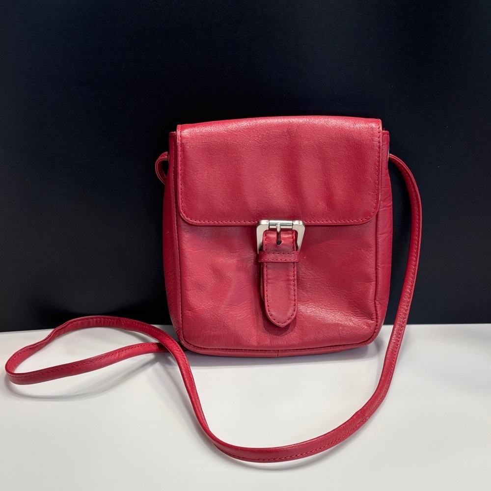 Primehide Premium Elegant Pink Soft Leather Small Crossbody Multi-Pockets Bag